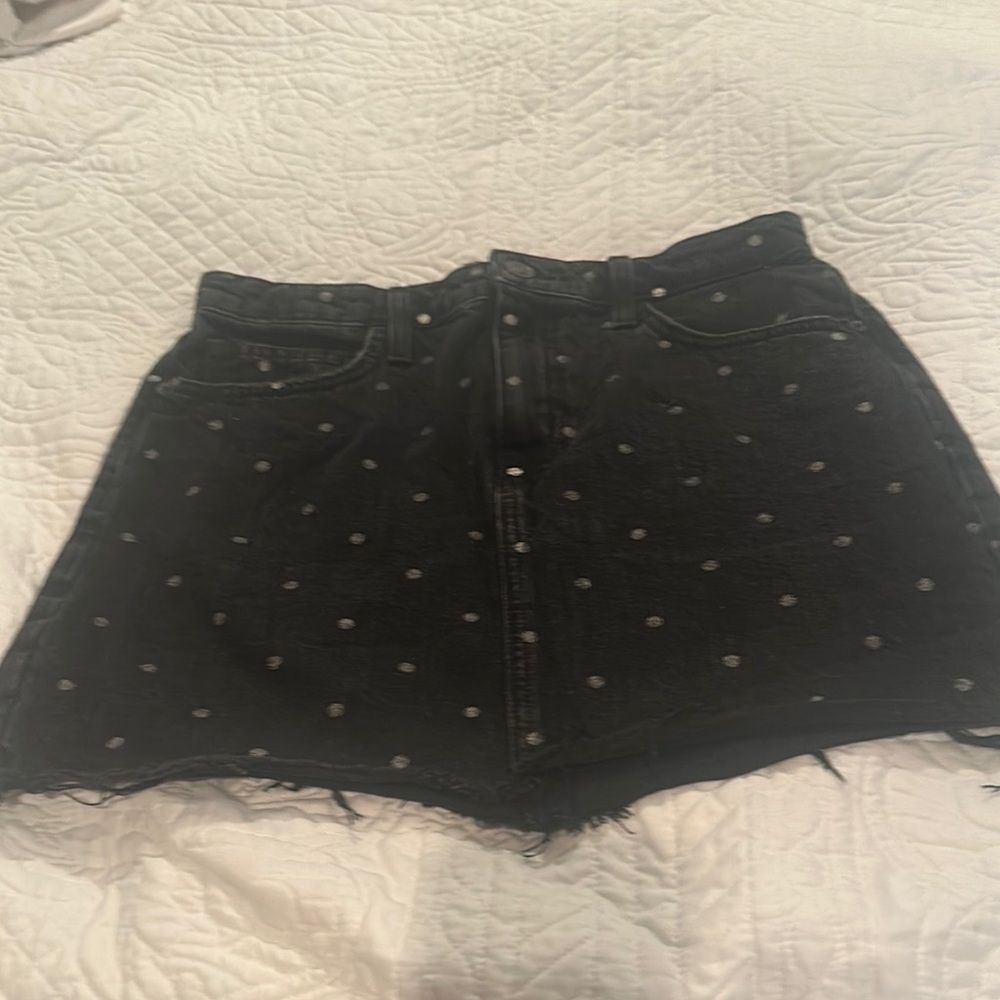 Current/Elliott Black and White Mini Skater Skirt